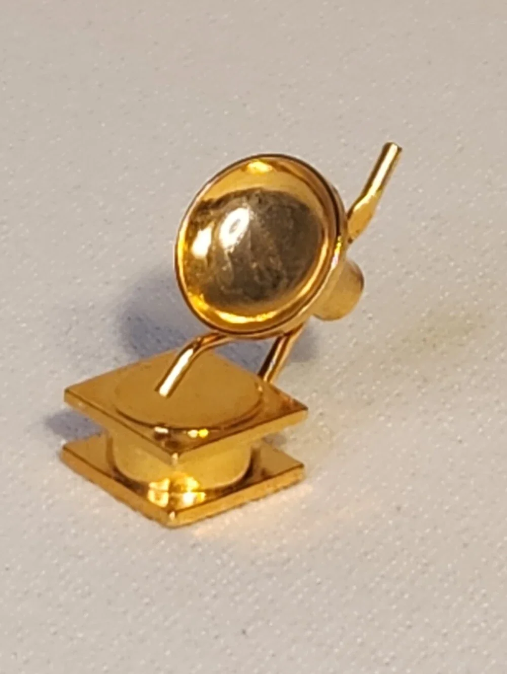 Vintage Miniature Dollhouse Brass Pieces 1:12 Scale Pedastol Clock, Calculator